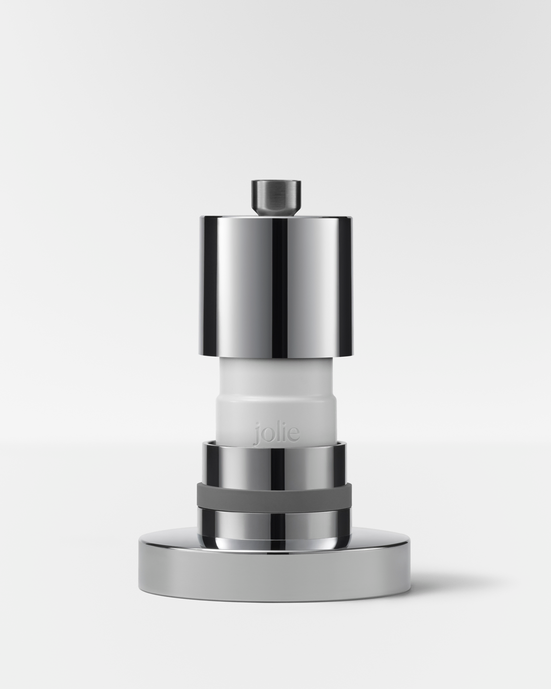 Exploded view of the Jolie showerhead and filter components
