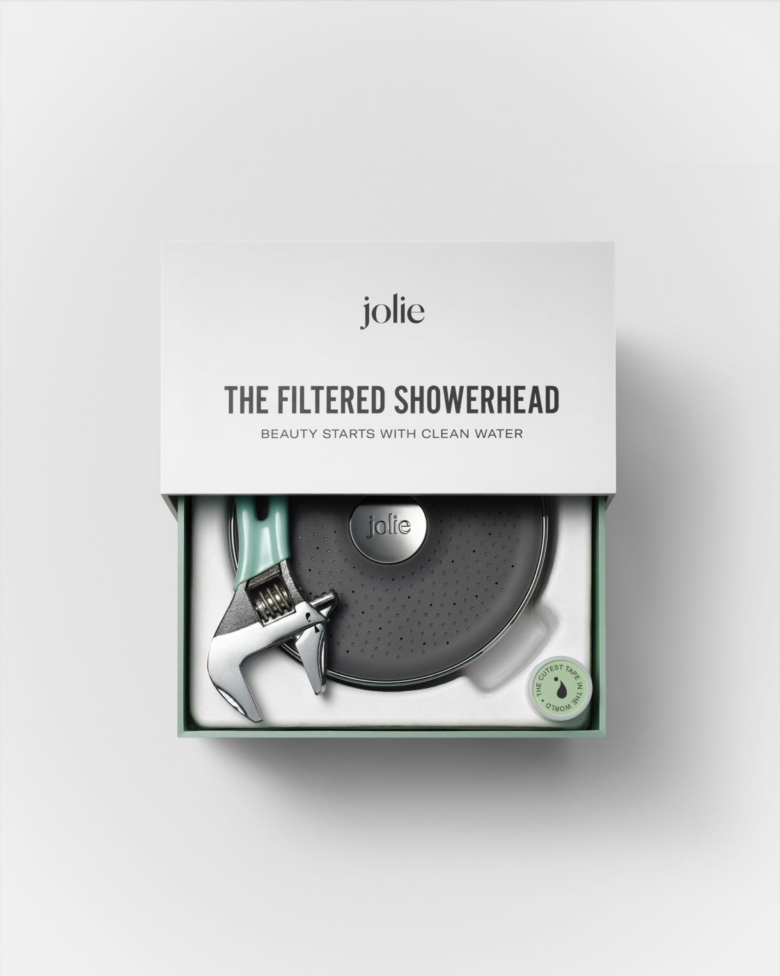 Jolie showerhead installation kit and included tools